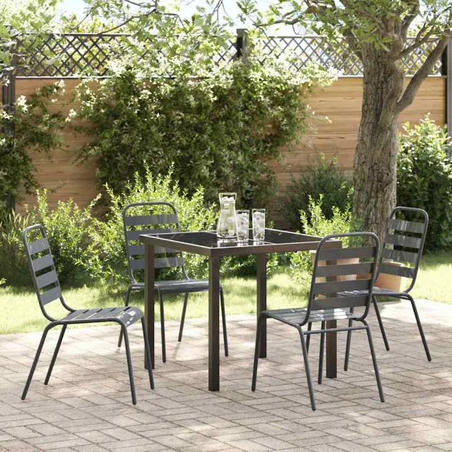 vidaXL Tuin eettafelset 5 st Antraciet Gepoedercoat staal, foto 2