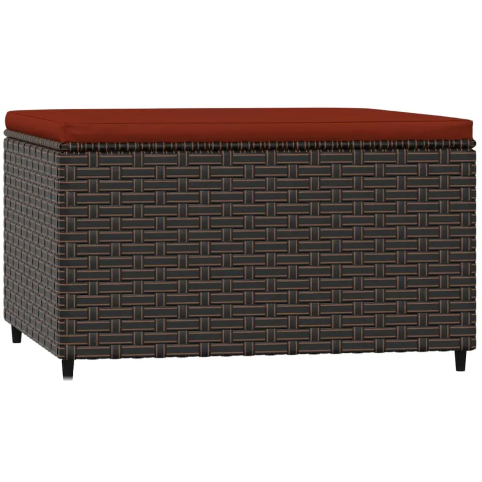 vidaXL Voetensteun met kussen poly rattan bruin
