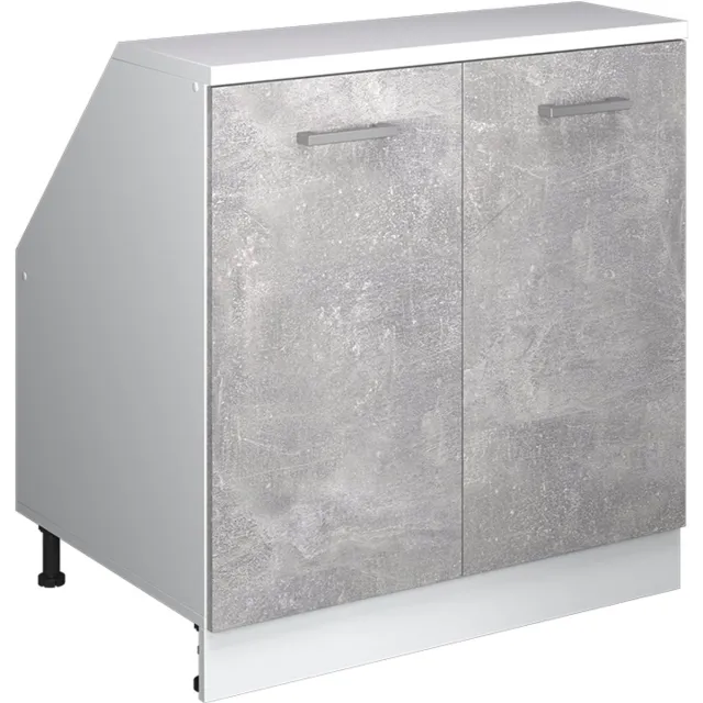 Vicco R-Line Keukenkast voor schuine wand – 80 cm met 2 deuren, kastromp 60 cm diepte Beton Beton/Wit