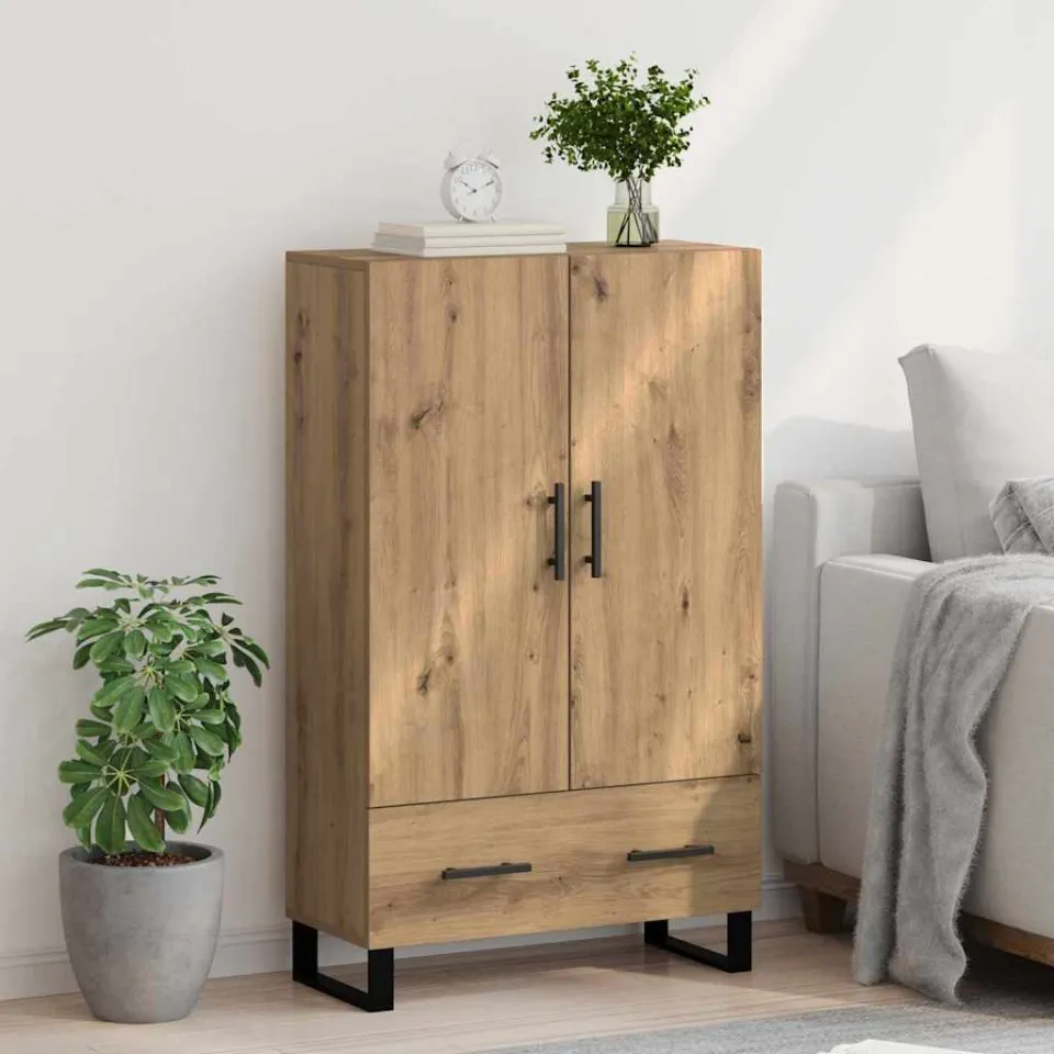 vidaXL Highboard Artisan Eiken 69,5 x 30 x 115 cm Bewerkt hout, foto 4