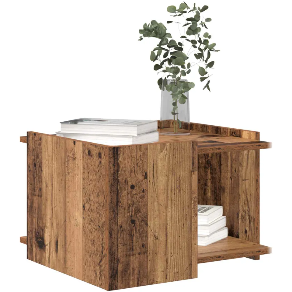 vidaXL Salontafel Oud hout 50,5 x 50 x 33 cm Bewerkt hout Bruin