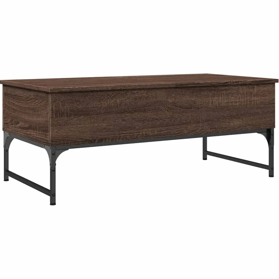 vidaXL Salontafel 100x50x40 cm bewerkt hout en metaal bruin eikenkleur