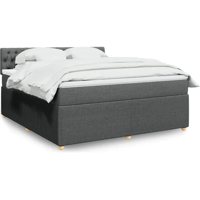 vidaXL Boxspring met matras stof donkergrijs 180x200 cm grijs