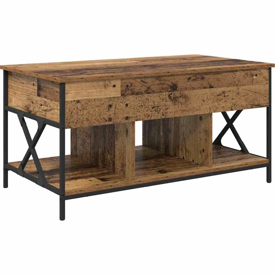 vidaXL Salontafel Oud Hout 100 x 55 x 48.5 cm Bewerkt hout bruin, foto 3
