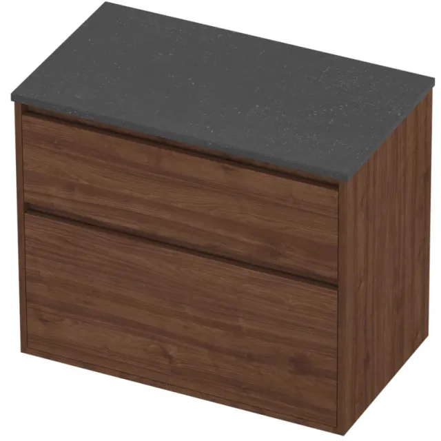 Proline Deck Badmeubelset Hardsteen Greeploos Asymmetrisch 80x46x67 cm Blue Stone Indian Walnut Houtlook