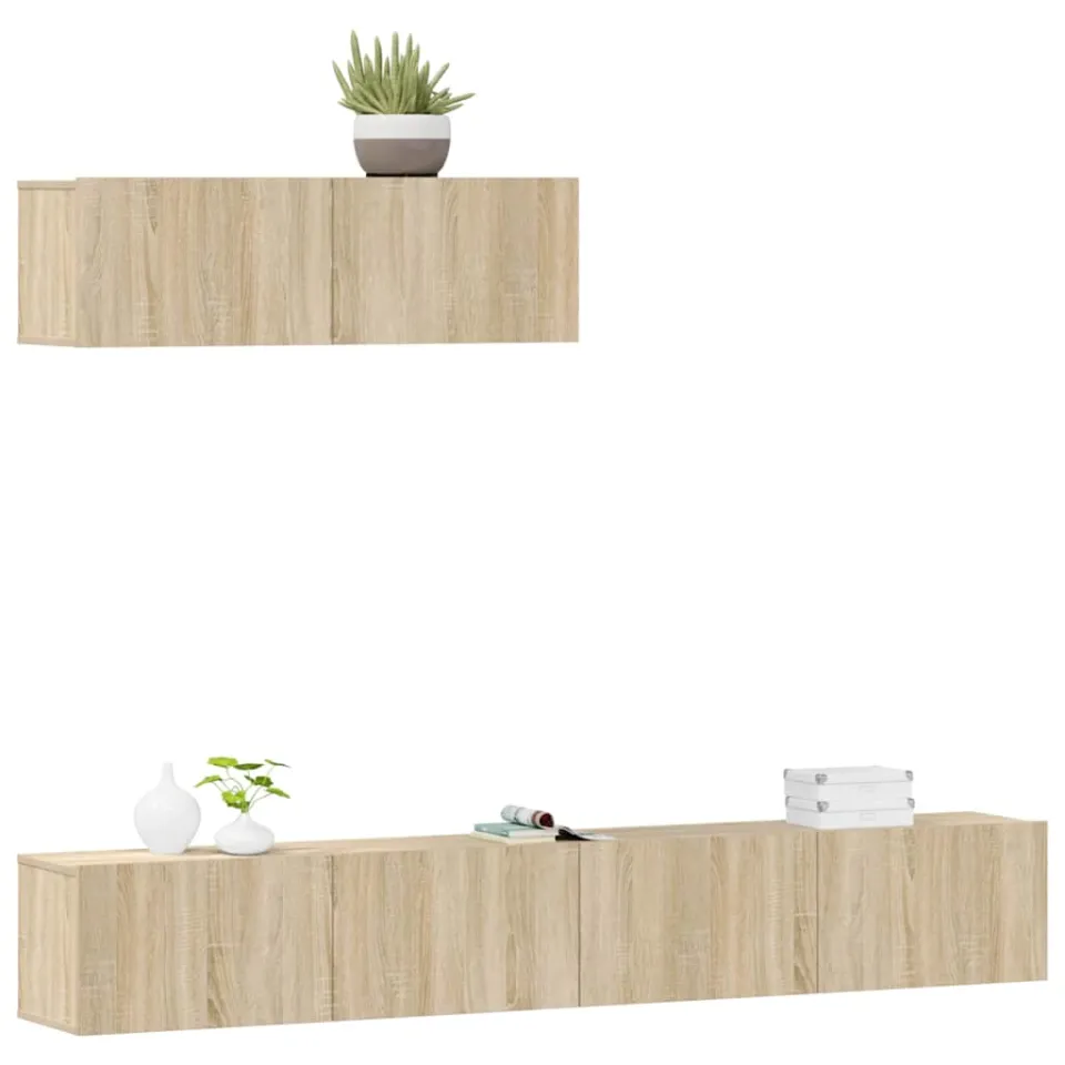vidaXL 3-delige Tv-meubelset bewerkt hout sonoma eikenkleurig Bruin