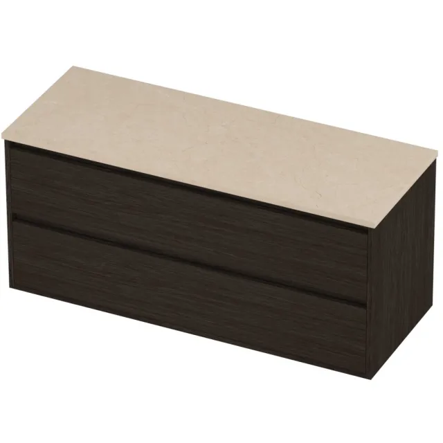 Proline Deck Badmeubelset Hardsteen Greeploos 2 Laden 120x46x54 cm Sand Stone Mokka Oak Eiken
