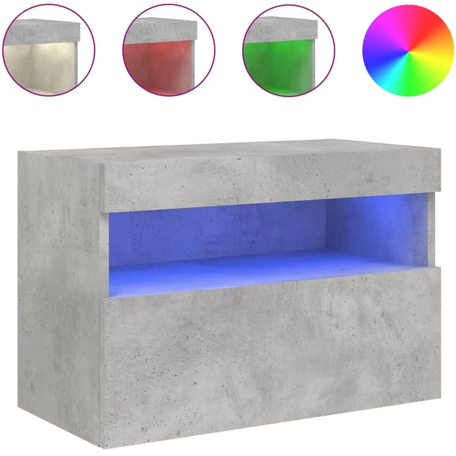vidaXL Tv-wandmeubel met LED-verlichting 60x30x40 cm betongrijs