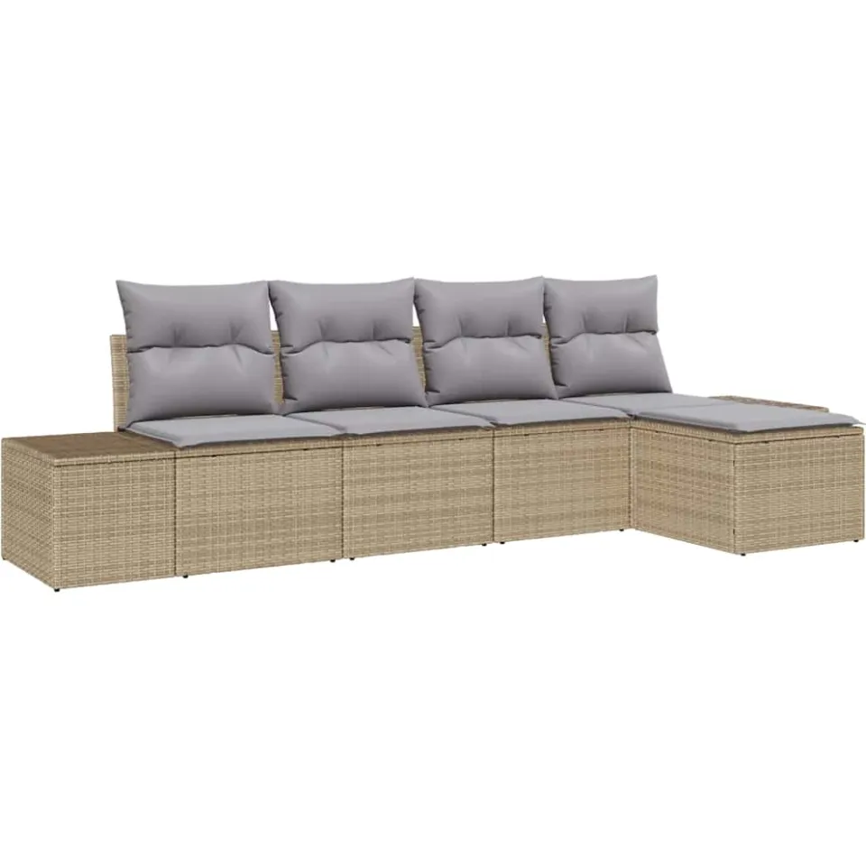 vidaXL Tuin Sofa Set 5 st Beige en Licht Grijs poly rattan