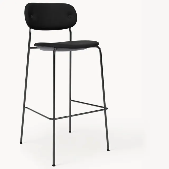 Audo Copenhagen Leren barkruk Co met metalen frame Zwart