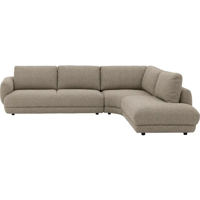 Goossens Hoekbank Premiere - Beige - Stof - Rechts - 320 x 64 x 253 stof gemeleerd grof geweven zand - R