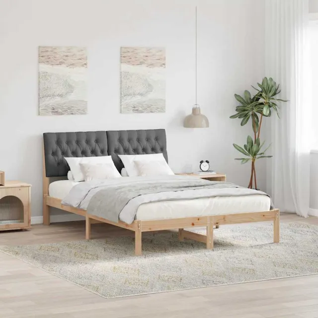 vidaXL Bedframe met Gevoerd Hoofdgedeelte Bruin 160 x 200 cm