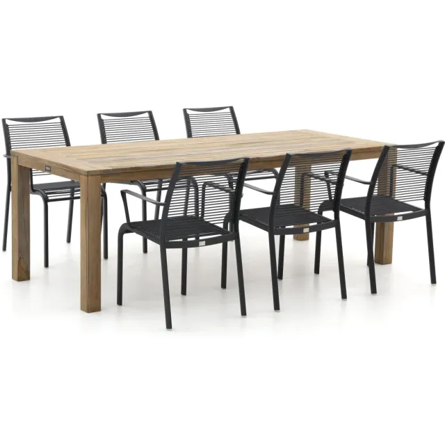 Apple Bee Hawaii/ROUGH-S 220cm dining tuinset 7-delig stapelbaar Grijs