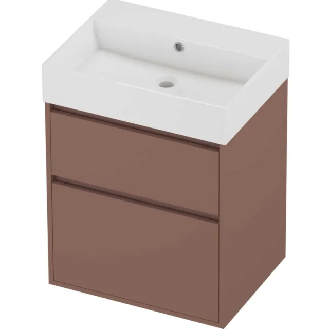 Proline Zara Badmeubelset Porselein Loft 60x46x78 cm Glans Wit Beauty Blush Rosé Goud