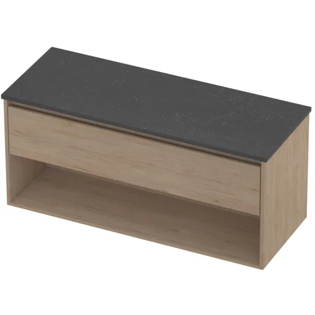 Proline Deck Badmeubelset Hardsteen Met Schap 120x46x55 cm Blue Stone Ideal Oak Eiken