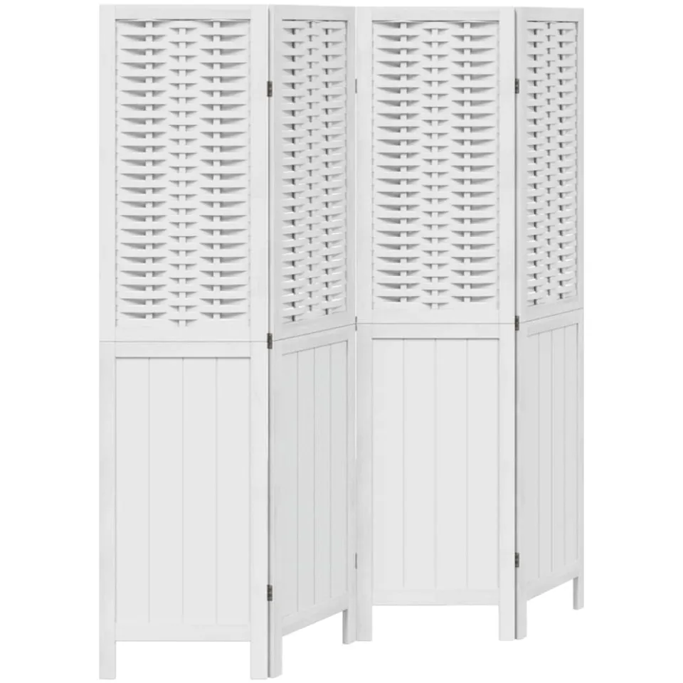 vidaXL Kamerscherm met 4 panelen massief paulowniahout wit, foto 5