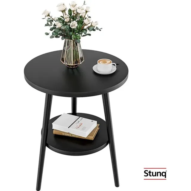 Stunq Bijzettafel Rond 2-Tier Zwart