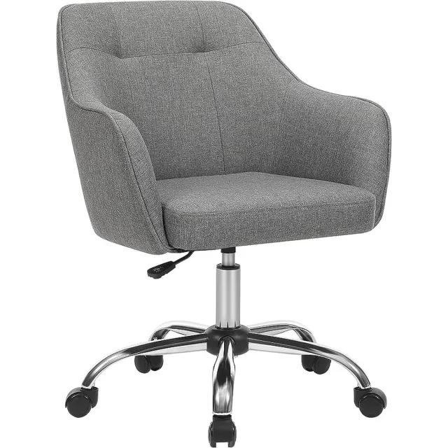 FurnStar Bureaustoel - Comfortabele Draaistoel - Ergonomische Zitting - In Hoogte Verstelbaar - Belasting 120kg - Stalen Frame - Imitatie Linnen Kantoor - Grijs