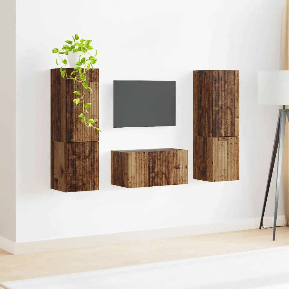 vidaXL Tv-meubelset 5 st Oud Hout Bewerkt hout bruin, foto 3