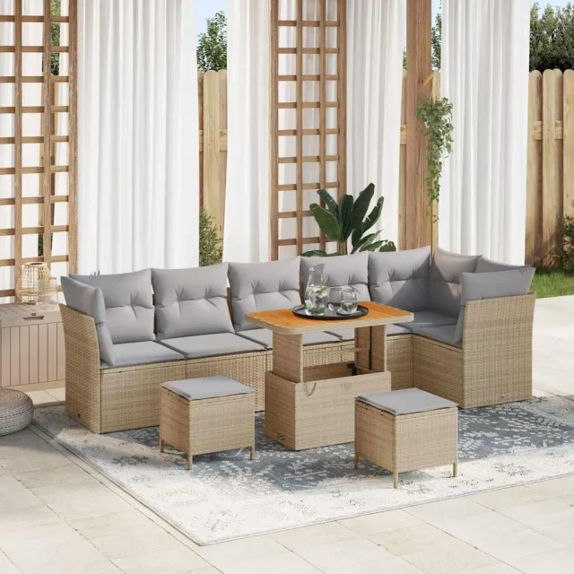 vidaXL Tuinbankenset 8 st Beige poly rattan, foto 2