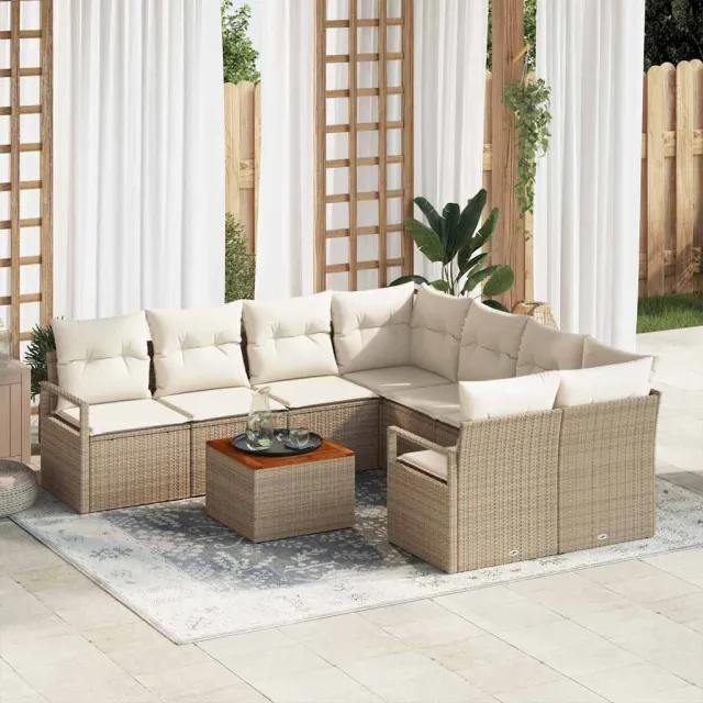vidaXL Tuinbankenset 9 st Beige poly rattan, foto 2