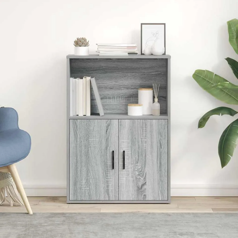 vidaXL Boekenkast 60x24x85 cm bewerkt hout grijs sonoma eikenkleurig, foto 2