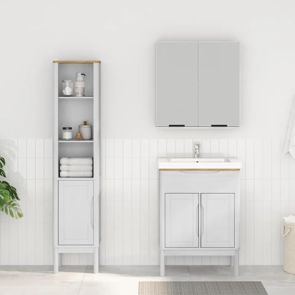 vidaXL Badkamermeubelset FLORO 2 st Wit Massief Vurenhout, foto 3