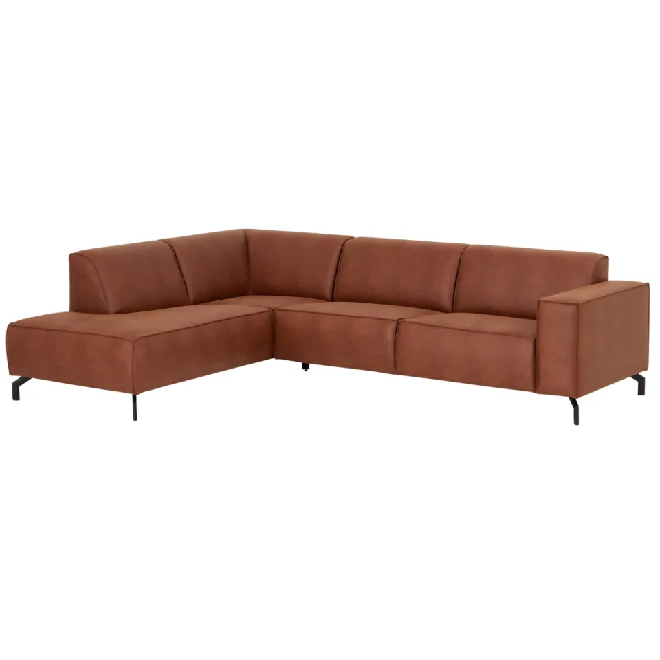 NOUS Living leren hoekbank links Brent - cognac
