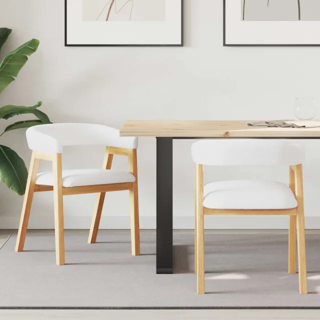 vidaXL Eettafelstoelen 2 st Massief Rubberhout Naturel 54 x 57 x 73 cm Wit