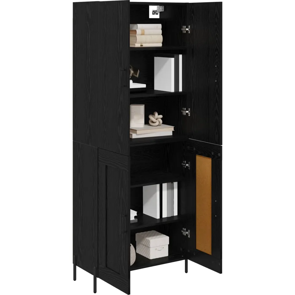 vidaXL Highboard Zwart Eiken 69,5 x 34 x 180 cm Bewerkt hout