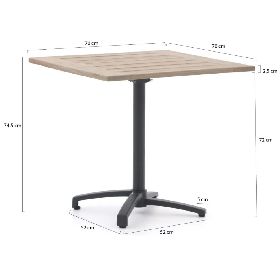 Bellagio tuinmeubelen Bellagio Canzo klaptafel 70x70x75cm grijs, foto 2