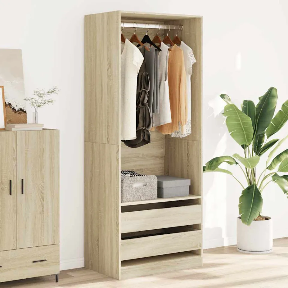 vidaXL Kledingkast 80x50x200 cm bewerkt hout sonoma eikenkleurig, foto 2