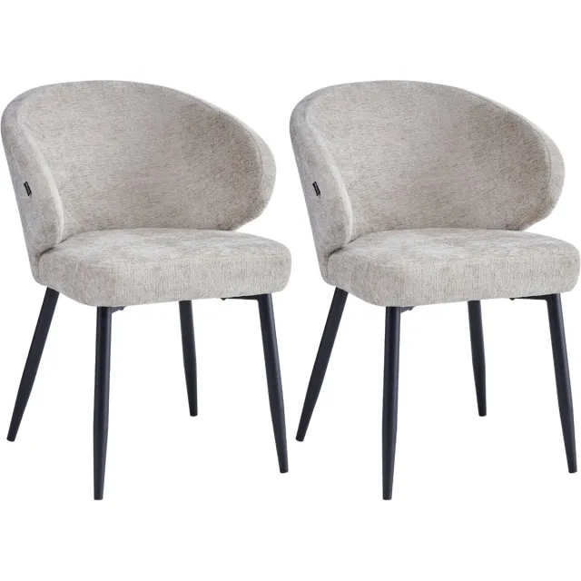 Colenis Ruby Eetkamerstoel - Set Van 2 - Taupe - Chenille Stof - Design