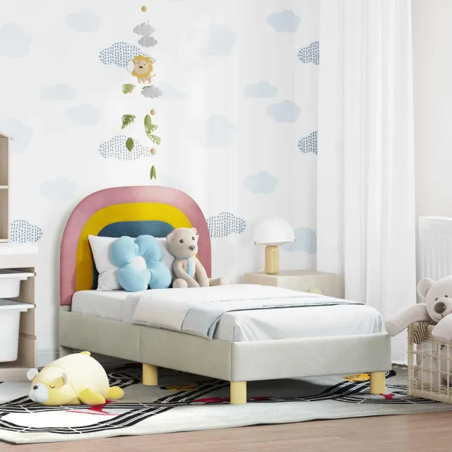 vidaXL Peuterbedframe met hoofdbord Crèmekleurig 70 x 140 cm Fluweel