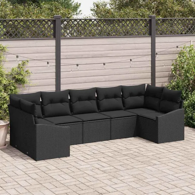 vidaXL Bankstel 7 st Zwart poly rattan, foto 2
