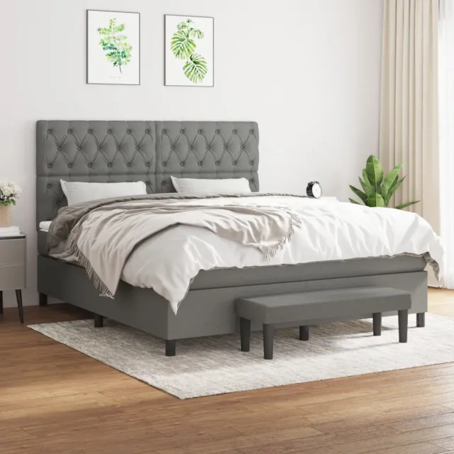 vidaXL Boxspring met matras stof donkergrijs 160x200 cm grijs