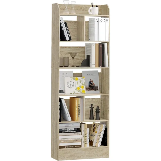 HILINSIE Boekenkast en Boekenplank met 6 Lagen,Vrijstaande,170 cm,Eiken