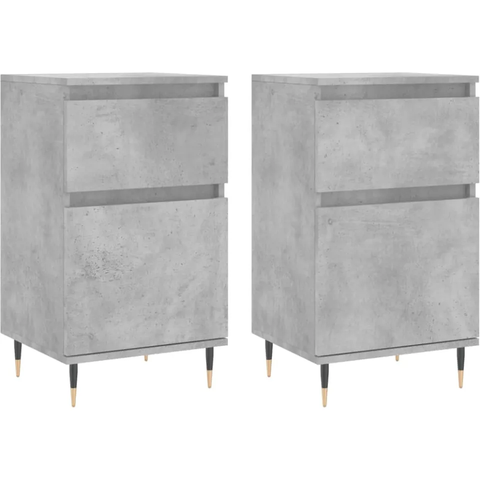 vidaXL Dressoirs 2 st 40x35x70 cm bewerkt hout betongrijs grijs, foto 3