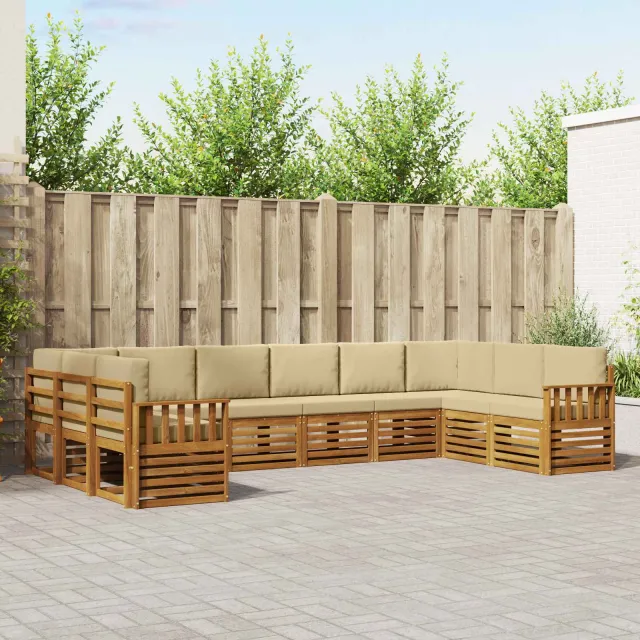 vidaXL Buiten bankenset 10 st 10-zits Natuurlijk en Beige Bruin