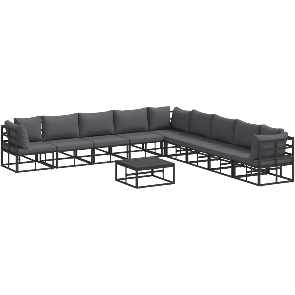 vidaXL Tuinbankenset 10 st Zwart Aluminium