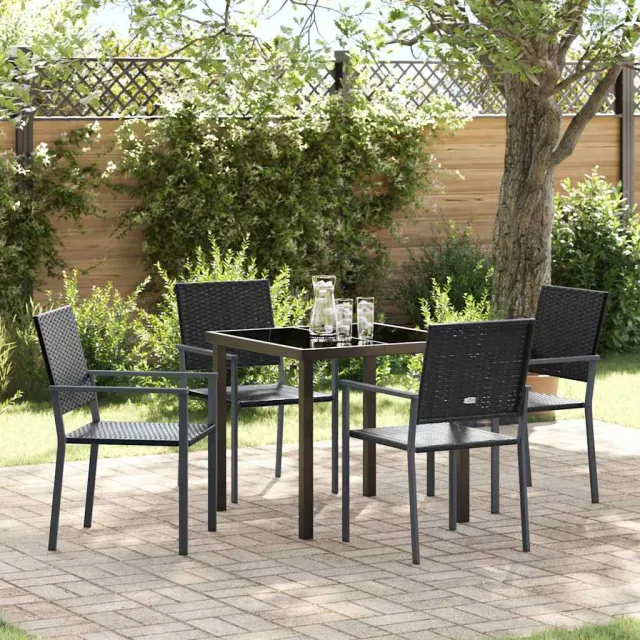 vidaXL Tuin eettafelset 5 st Zwart en Licht Grijs PE Rattan, foto 2