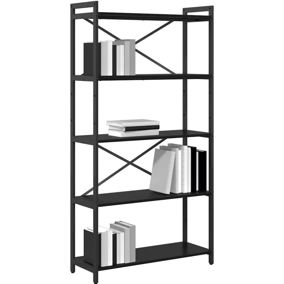 vidaXL Boekenkast 80 x 30 x 155 cm Bewerkt hout Zwart Eiken