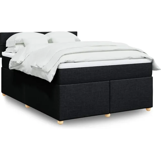 vidaXL Boxspring met matras stof zwart 140x190 cm