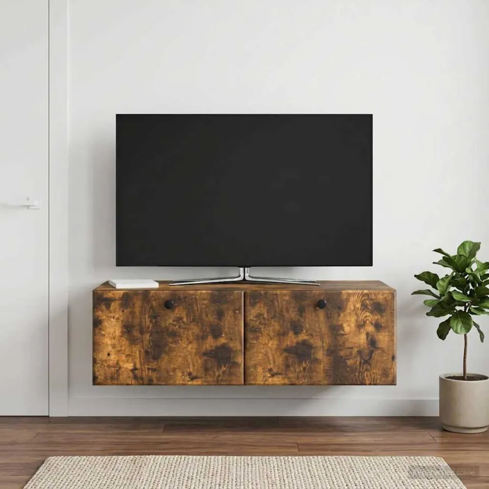 vidaXL Wandbeugel TV-kast 98 x 41 x 30 cm Gerookt eiken Bewerkt hout, foto 4