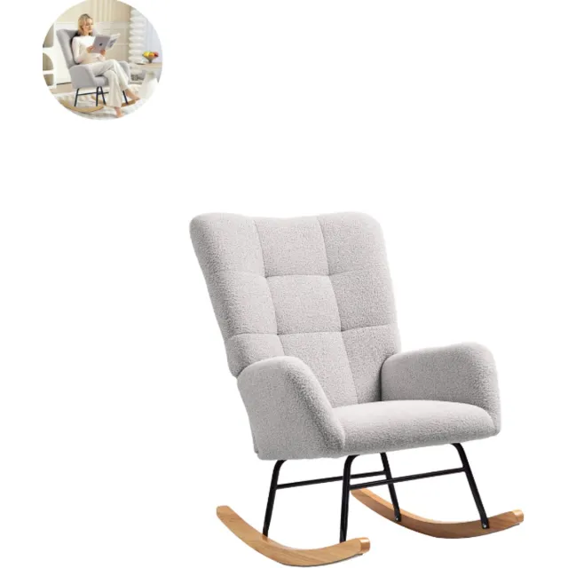 GranMaison Teddy stoel - Fauteuil - Relaxzetel - Relaxstoel - Relaxfauteuil - Stoel - Met armleuning - Voor één Persoon - Lichtgrijs
