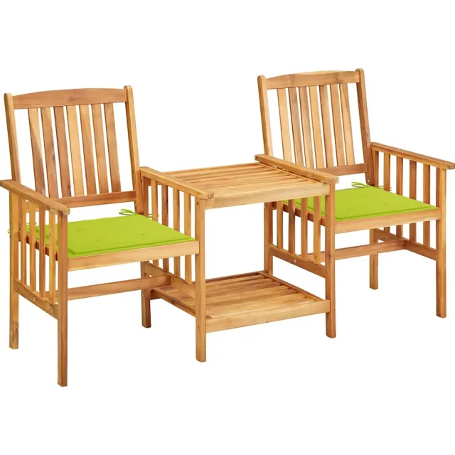 vidaXL Tuinstoelen met tafeltje en kussens massief acaciahout Groen