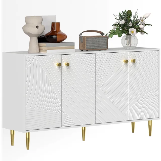 Homcom Dressoir - Spaanplaat - 140x35x77,5cm - Wit