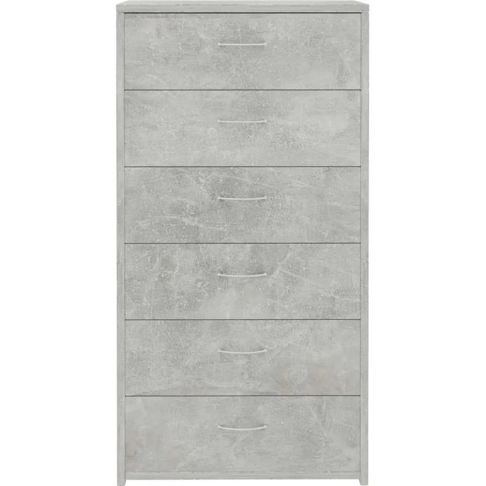 vidaXL Dressoir met 6 lades 50x34x96 cm bewerkt hout betongrijs