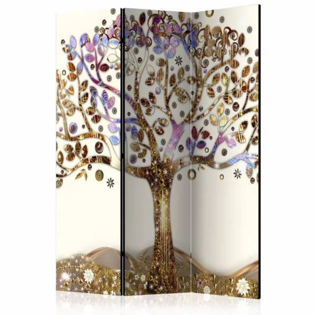 karo-art Vouwscherm / Kamerscherm - Gouden boom 135x172cm, gemonteerd geleverd dubbelzijdig geprint Multikleur