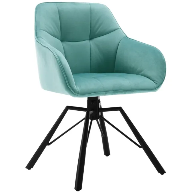 Klarven Eetkamerstoel Fluweel turquoise - Eetkamerstoel Draaibaar - Eetkamerstoelen Draaibaar - Eetkamerstoel Met Armleuning - Dining Chair - 360 Graden Draaibaar, Verstelbare Zithoogte - B58,5xd54,5xh82,5cm